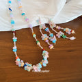 Multicolor Chip Flower Beaded Necklace and Earrings view 2