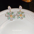 Aqua Crystal Flower Cluster Drop Earrings Fashion Jewelry view 4
