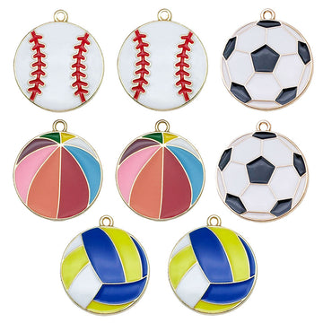 Enamel Colorful Sports Ball Metal Charms with 5 Listed Options