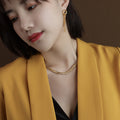 Leaf Chevron Chain Necklace And Bracelet Gold Steel Titanium view 3
