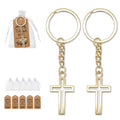 Gold Hollow Cross Keychain Split Ring Chain Pendant view 1