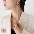 Triple Layer C Shape Hollow Hoop Earrings Gold Or Steel view 3