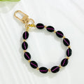 Coffee Bean Bead Bracelet Keychain With Gold Clasp view 4