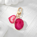 Magenta Druzy Style Resin LOVE Heart Clip Keychains view 3