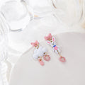 Two Mismatched Animal Heart Novelty Dangle Stud Earrings view 1