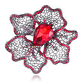 Black Flower Openwork Crystal Six Designs Metal Brooch Pin view 8