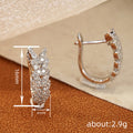 Clear Crystal Leaf Cluster Silver Tone Huggie Earrings view 4