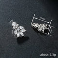Gold White Gold Marquise Leaf Clear Stone Stud Earrings view 4