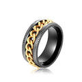 Chain-Center Spinner Wide Band Ring In Six Color Combinations view 5