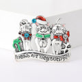 Festive Cat Group Enamel Metal Brooch in Silver and Gold view 6