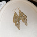 Textured Leaf Chandelier Hook Earrings in Three Colors view 8