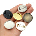 Round Cabochon Brooch Blank Settings in Mixed Finishes view 5