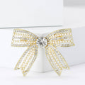 Pearl and Rhinestone Ribbon Bow Brooch with Layered Loops view 2