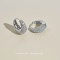 Silver Tone Pave Clear Stone Wide Huggie Hoop Earrings For Women view 1
