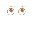Gold-Tone Open Circle Drop Earrings Peach Faceted Glass Crystal view 5