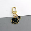 Gold Tone Double Smiley Face Charm Clip Keychains in Six Colors view 5