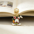 Gold Tone White Bunny Rainbow and Carrot Clasp Charm view 3