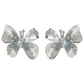 Silver Tone Clear Gradient Butterfly Stud Earrings For Women view 5