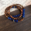 Blue Gradient Glass Multi-Wrap Bracelet Wood Blue Stone Wrap view 7