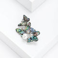 Abalone Shell Butterfly Brooch Pearl Silver Tone Cluster view 2