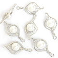 Pearl Leaf Cage Pendant Charms in Gold and Silver Tones view 6