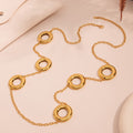 Long Hollow Circle Link Necklace Gold Silver Two-Tone Steel view 2