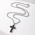 Silver Tone Gothic Cross and Crescent Rose Pendant Necklaces view 4