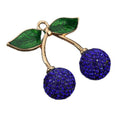 Rhinestone Cherry Charm Pendant Enamel Leaves Five Colors Two Sizes view 5