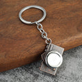 Camera Shaped Metal Keychain With Split Ring In Three Finishes view 2