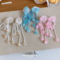 Pastel Flower and Cord Tassel Dangle Stud Earrings view 2