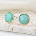 Gold Tone Oval Opal Effect Stud Earrings in Five Colors view 2