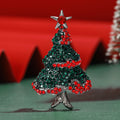 Rhinestone Christmas Tree Brooch Star Top Red Or Teal Accents view 4