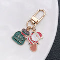 Santa Gift Sack and Green Christmas Tag Metal Clasp Keychain view 4
