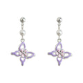 Lavender Enamel Butterfly Pearl Drop Stud Earrings view 5