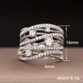 Silver Tone Multi Row Crossover Pave Clear Stone Ring view 5
