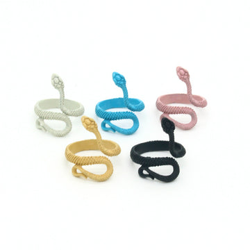 Painted Snake Wrap Adjustable Open Rings in Five Matte Colors
