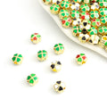 Green Four Leaf Clover Enamel Alloy Beads in Four Finishes view 1