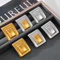 Gold Steel Two-Tone Square Recessed Stud Earrings Metal view 2