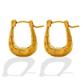 Gold Or Silver Hammered U Hoop Earrings Textured Metal view 5
