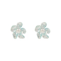 Iridescent Blue Clear Flower Pearl Look Stud Earrings view 5