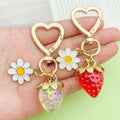 Heart Charm Keychains Featuring Red Strawberry Across 24 Pictured Variations view 4