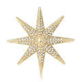 Eight Point Crystal Starburst Brooch in Silver or Gold Tone view 1