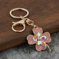 Rhinestone Four Leaf Clover Keychain With Split Ring And Lobster Clasp view 4