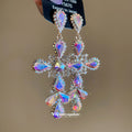 Multicolor Crystal Cross Dangle Stud Earrings Jewelry view 3