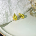 Polished Gold and Silver Teardrop Metal Stud Earrings view 6