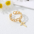 Gold Tone Curb Chain Heart Animal and Smiley Charm Rings view 3