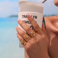 Gold Openwork Geometric Open Rings Nine Style Stack Set view 2