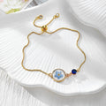 Gold Tone Pressed Flower Crystal Slider Bracelets in Fifteen Designs view 8