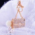 Crystal Mini Handbag Keychains with Pearl and Flower Dangles in Eight Options view 6