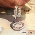 Square Stone Hoop Earrings In Clear And Pink Color Options view 4